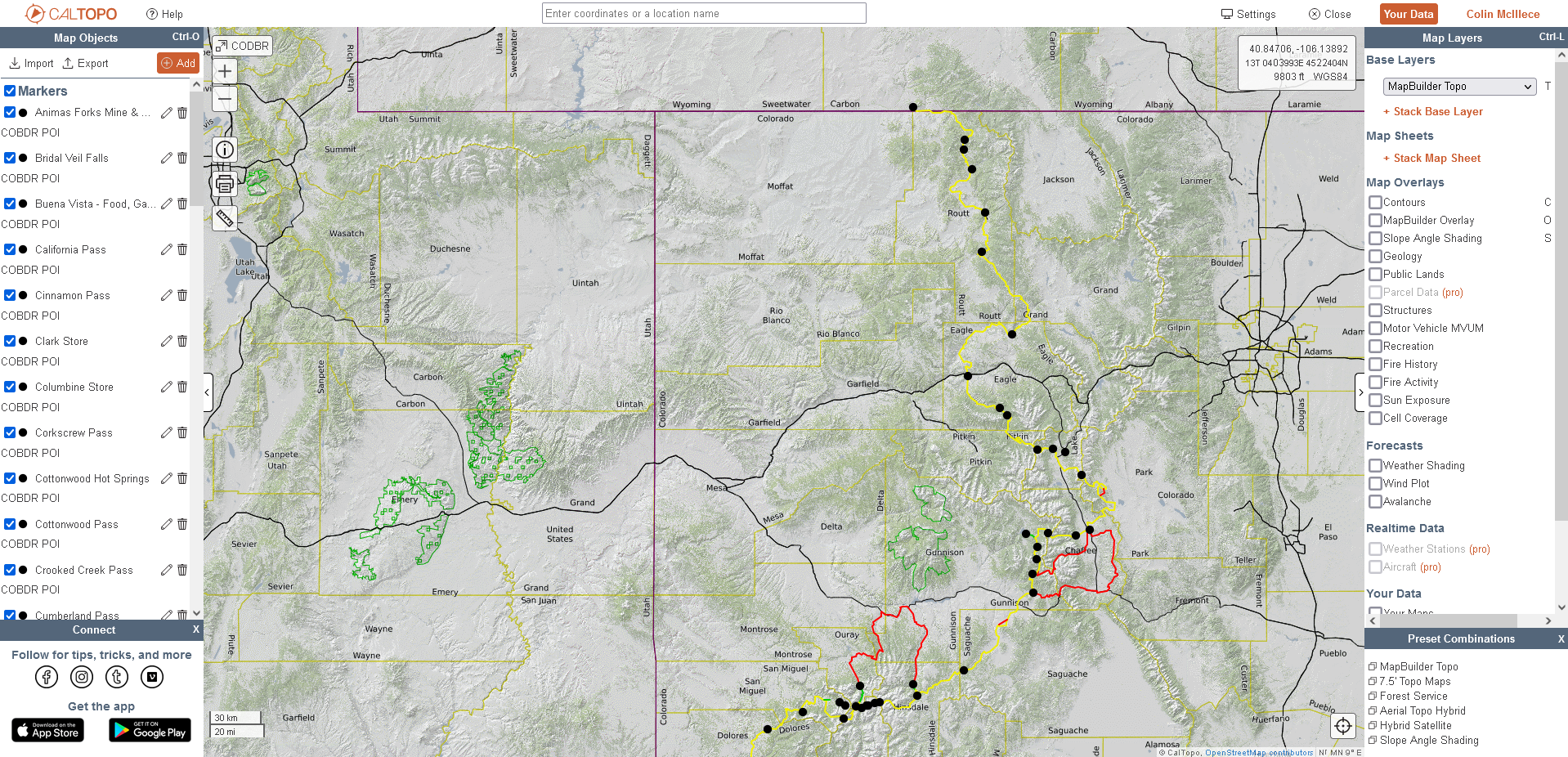 Caltopo navigation software