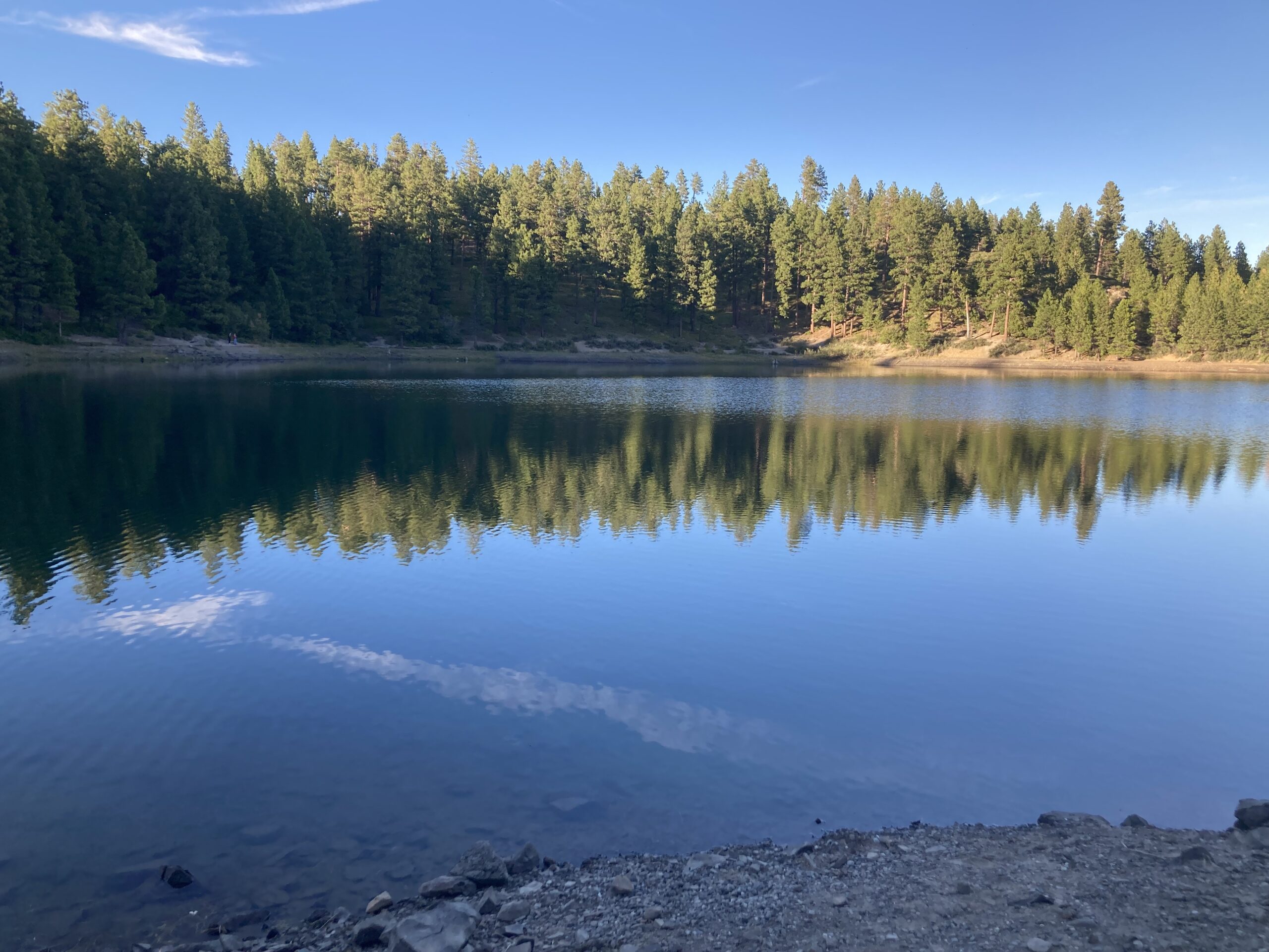 Beehive Reservoir from its main shoreline. I’ll never forget scaring a dog here so badly that it pooped itself.